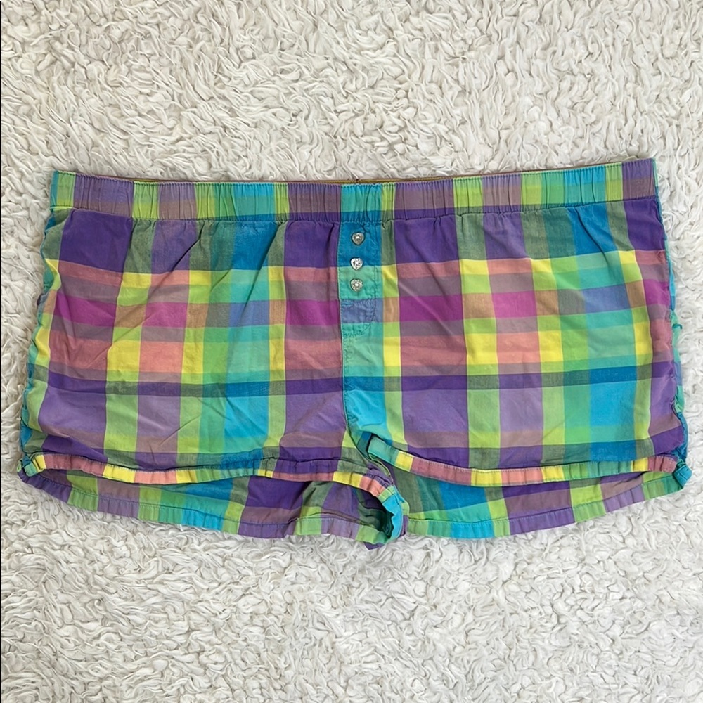SO Pajamas Colorful Flannel Shorts Size XL Loungewear Relaxed Fit Casual